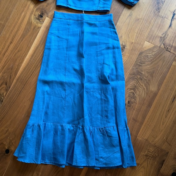 REFORMATION Yucca Linen Two Piece Matching Set / Dusty Blue Small 2 - Picture 2 of 7